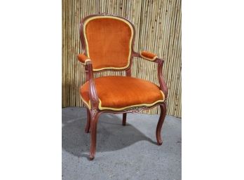 Fabulous Red, Rust, And Butter Louis XV Style Armchair