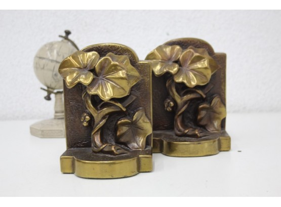Pair Of Vintage Brass Clad Ivy Vines Bookends