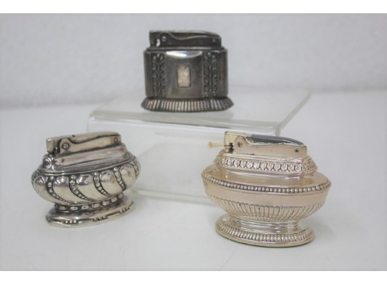 Trio Of Vintage Lighters: Ronson Diana, Ronson Ornate Silver-Plate, And Ronson Queen Anne
