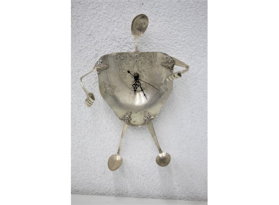 Is It Spoon Thirty Already? Whimsical Wall Body Clock Made Of Repurposed Tableware