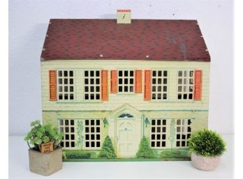 2 Of 2 Vintage Marx Litho Tin Red Roof Dollhouse 1950s