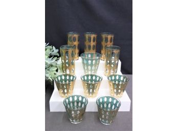 MCM Vintage Barware: 5 Culver Pisa Highball Glasses & 6 Double Old-Fashioned Glasses