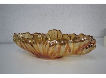Amber Gold Carnival Glass Gondola Bowl