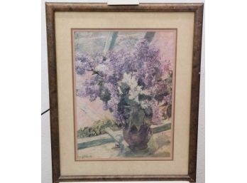 Mary Cassatt Violet Vase And Purple Flowers Framed Reproduction Print