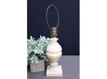 Vintage Mid-Century Carved Alabaster Fluted Gourd Table Lamp