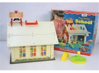 Vintage Fisher-Price Toys Play Family School In Original Box