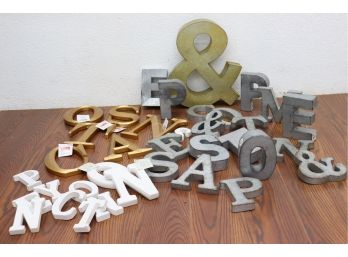 Literate Group Lot Of Metal, Composite, And Wood 3D Letters