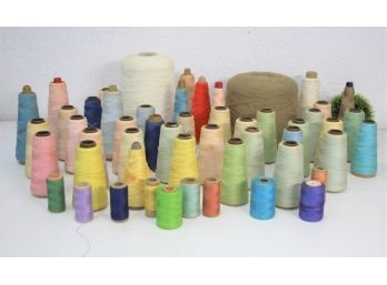 Plentiful And Varied Lot Of Sewing Embroidery Thread Spools - Different Sizes, Shapes, And Colors