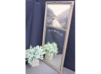 Vintage Flower Etched Trumeau Mirror Topped With River Narrows Vintage Photo