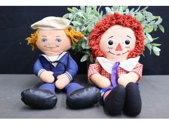 Vintage Bros Of The Cloth: Vintage Raggedy Andy Cloth Doll And Vintage Sailor Jack Cloth Doll