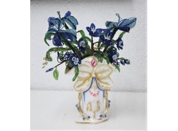 Hand-Painted French Porcelain Floral Marriage Vase