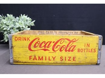 Vintage Yellow And Red Painted Wood Coca-Cola Branded Delivery Box