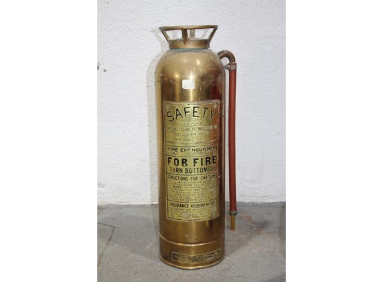 Vintage Brass Fire Extinguisher From Safety Fire Extinguisher Co. NY