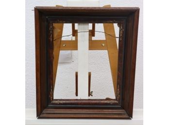 Vintage Wood Picture Frame With Carved And Inlaid Burl Inner Border