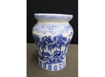 Blue And White Porcelain Chinoiserie  Pedestal Stand/Garden Seat