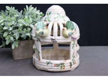Chinese Crackle Glaze Porcelain Birdcage Censer/Candleholder