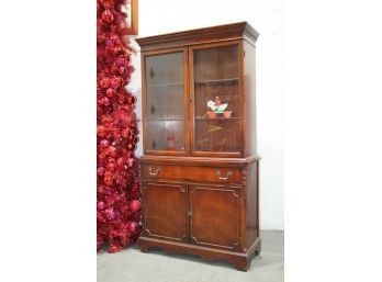 Federal-style Mahogany China Hutch With Two Glass Pane Doors