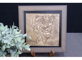 Copper Repousse Cubist Jesterpanel, Signed And Framed