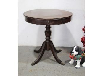 Round Drum Table With One Drawer, Ring Mouth Lion Pull, And Cover Claw Feet