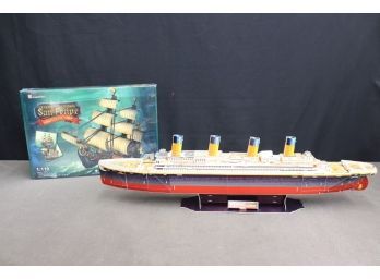 Spanish Armada 248 Piece 3-D Puzzle (in Box) AND RMS Titanic 113 Piece 3D Puzzle (assembled)