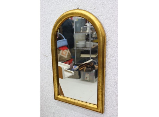 Faux Gilt Wood Frame Oval Crest Vanity-size Wall Mirror