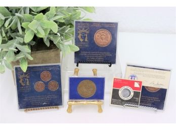 Group Lot - Five Collector Medallion Sets - Statue Of Liberty Centennial, Space Shuttle, And Egyptian Pound