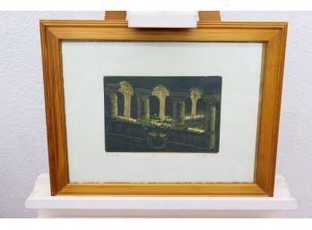 Limited Edition Linocut - The Cloister, Signed M. Horne '09    #1/4