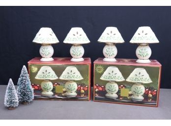 Two Boxes Of Lenox Holiday Tea Light Lamps - Set Of Two In Each Box