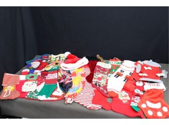 Marvelous Group Lot Of Christmas Stockings And Decorations