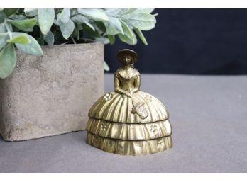 Cast Brass Dame In A Bustle Table Call Bell