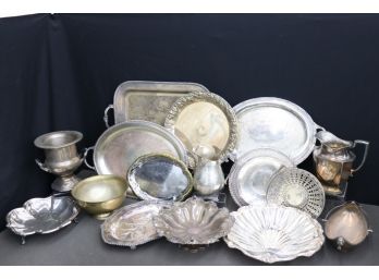 Big Old Group Lot Of Silver Plate And Metal Serveware
