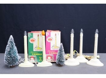 Vintage Molded Plastic Electric Drippy-look Christmas Candles - With Original Vintage Boxes