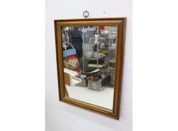 Wood Framed Wall Mirror With Top Ring Hanger