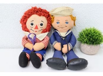 Vintage Bros Of The Cloth: Vintage Raggedy Andy Cloth Doll And Vintage Sailor Jack Cloth Doll