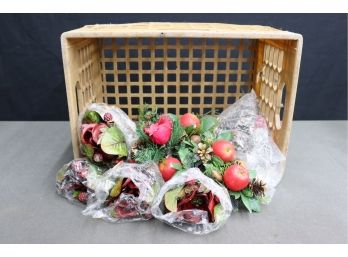 Group Lot Of Decorative Holiday Fruits And Berries And Branches