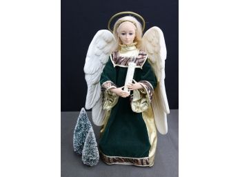 Christmas Angel Figurine With Candle And Halo - Holiday Creations 1995