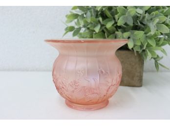 Wild Rose Pattern Opalescent Pink Glass Vase