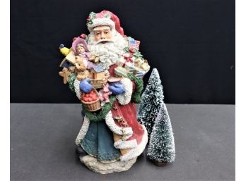 Patriotic Santa Arms Piled High With Gifts And Xmas Goodies Holiday Figurine