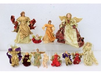 Heavenly Lot Of Winged Angel Ornaments And Tree Toppers - Several Sizes. Many Colors