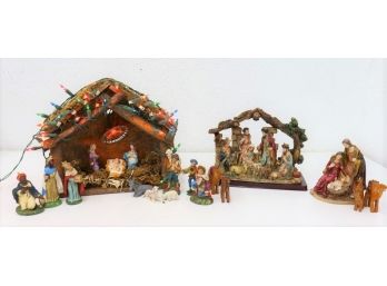 Trio Of Christmas Nativity/Creche Sets - Three Different Sizes
