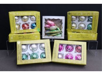 Grouping Of Boxes Of Hand-Painted Glass And Other Christmas Ornaments