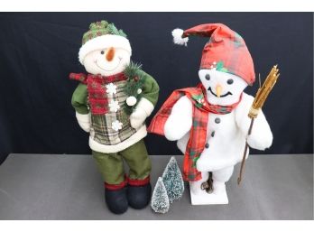 Two Holiday Snowman Standing Figures (both With Fully Articulated Legs, Kinda Creepy)