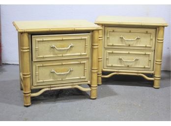 Pair Of Faux Bamboo Nightstands In The Style Of Henry Link Bali Hai