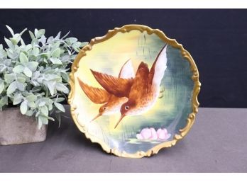 Gold Trim Limoges L.R.I. Valentin Two Birds Descend Cabinet Plate