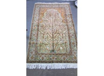 Kashmiri-Style Silk Tree Of Life Tapestry Rug (77' X  46.5)