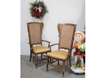 2 Tall Cane Back Dining Chairs