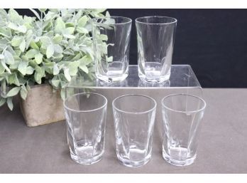 Set Of Five Dimple Fluted Anchor Hocking Highball Glasses