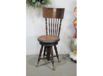 Quarter Barrel Back Ball And Claw Foot Swivel  Piano Chair