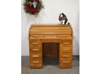 Caramel Oak Roll Top Desk (lock, But No Key)