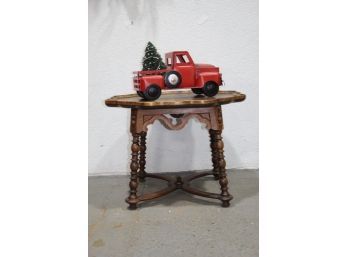 Vintage Walnut Burl And Book Match Veneer Pie Crust Table